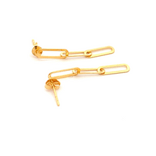Load image into Gallery viewer, 18K Yellow Gold Earrings Paperclips Dainty - Rafant