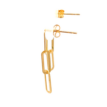 Load image into Gallery viewer, 18K Yellow Gold Earrings Paperclips Dainty - Rafant