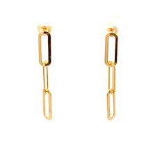Load image into Gallery viewer, 18K Yellow Gold Earrings Paperclips Dainty - Rafant