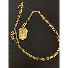 Load image into Gallery viewer, New Real 18K Saudi Gold Necklace Cable Link Chain 17.75" w/ Jesus Christ Pendant - Rafant