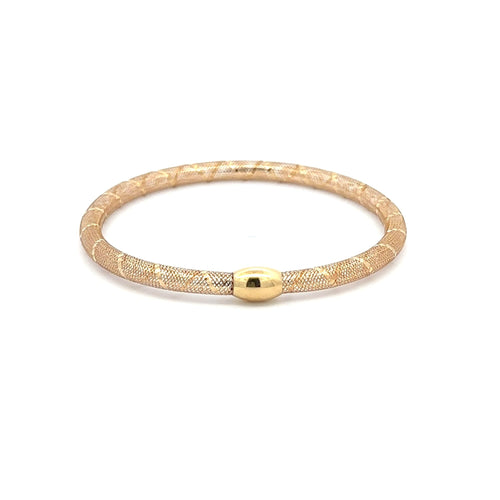 18K Gold Bracelet Mesh Soft Bangle Flexible Size 6.5 - Rafant