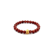 Load image into Gallery viewer, 18K Gold Money Bag Lucky Charm Bracelet Gemstones Goldstone 6mm
