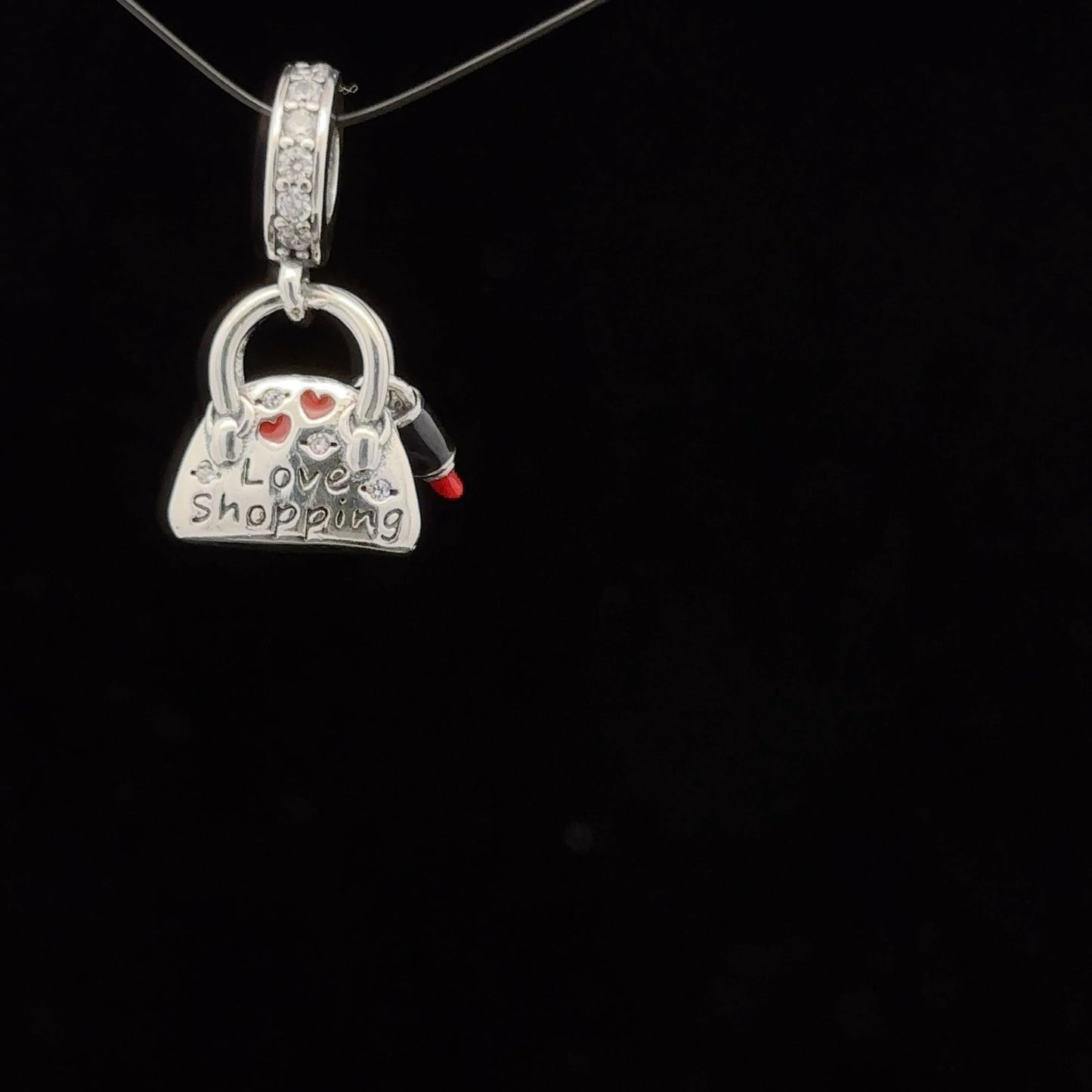 925 Sterling Silver Charm Bead Hanging Love Yourself Bag Lipstick For Bracelet Necklace - Rafant