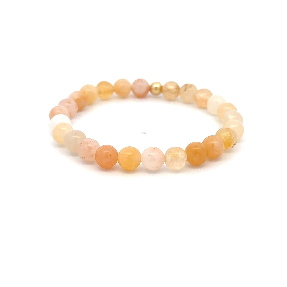 Natural Aventurine Multicolor 6mm Stretchable Bracelet 18k Gold Bead Charm - Rafant
