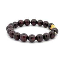 Load image into Gallery viewer, 18K Gold Dragon Pixiu Piyao Lucky Charm Beads Gemstones Garnet 8mm - Rafant

