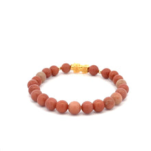Load image into Gallery viewer, 18K Gold Dragon Pixiu Piyao Lucky Charm Bead Bracelet Gemstones Natural Jade Indian Red 6mm - Rafant
