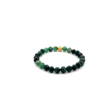 Load image into Gallery viewer, 18K Gold Money Coin Ball Bracelet Gemstones Emerald May Birthstones Micro Faceted 6mm
