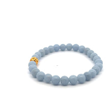 Load image into Gallery viewer, 18K Gold Money Ball Lucky Bracelet Gemstones Angelite 6mm - Rafant
