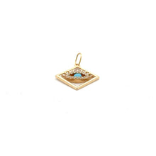 Load image into Gallery viewer, 18K Gold Pendant Evil Eye Cubic Zirconia Blue Glass 1.30grams - Rafant
