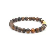 Load image into Gallery viewer, 18K Gold Dragon Pixiu Piyao Lucky Charm Beads Bracelet Gemstones Tiger&#39;s Eye 6mm - Rafant
