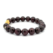 Load image into Gallery viewer, 18K Gold Dragon Pixiu Piyao Lucky Charm Beads Bracelet Gemstones Garnet 8mm - Rafant
