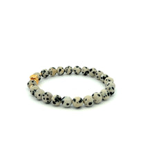 Load image into Gallery viewer, 18K Gold Money Bag Lucky Charm Beads Bracelet Gemstones Dalmatian Jasper 8mm - Rafant
