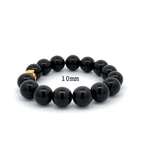 Load image into Gallery viewer, Real 18K Gold Money Bag Charm Onyx Gemstones 10mm Lucky Charm Elastic Bracelet - Rafant

