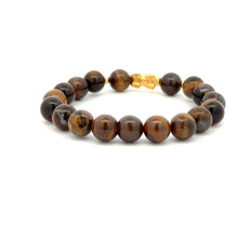 Load image into Gallery viewer, 18K Gold Dragon Pixiu Piyao Lucky Charm Bead Bracelet Gemstones Tiger&#39;s Eye 8mm - Rafant
