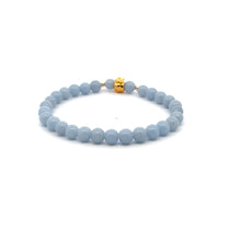 Load image into Gallery viewer, 18K Gold Money Bag Lucky Charm Beads Bracelet Gemstones Natural Angelite 6mm - Rafant
