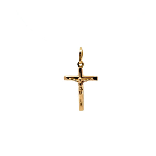 18K Gold Pendant Charm Cross Religious Jesus Christ 1 gram - Rafant