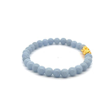 Load image into Gallery viewer, 24K Gold Piyao Pixiu Lucky Charm Bracelet Gemstones Angelite 6mm - Rafant
