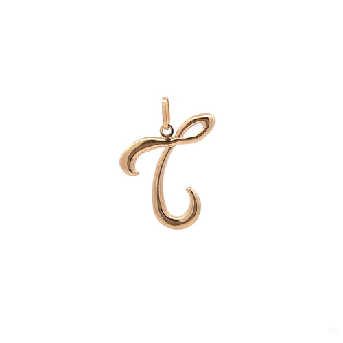 18K Gold Pendant Letter T Initial 1.29 grams - Rafant