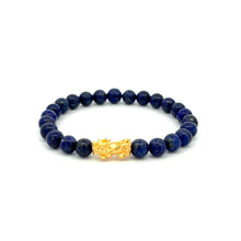 Load image into Gallery viewer, 24K Gold Piyao Pixiu Lucky Charm Bracelet Gemstones Lapis Lazuli 6mm - Rafant
