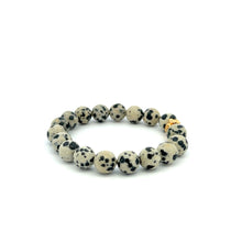 Load image into Gallery viewer, 18K Gold Money Bag Lucky Charm Beads Bracelet Gemstones Dalmatian Jasper 8mm - Rafant
