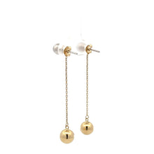 Load image into Gallery viewer, 18K Japan Gold Earrings Stud Drop Dangle Two Tone White Yellow Gold 2.02 grams - Rafant
