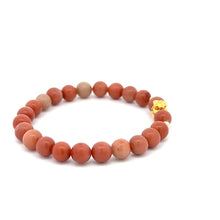 Load image into Gallery viewer, 18K Gold Money Bag Lucky Charm Beads Bracelet Gemstones Natural Jade Indian Red 6mm - Rafant
