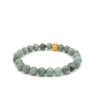 Load image into Gallery viewer, 24K Gold Money Bag Lucky Charm Stretchable Bracelet Natural Burmese Jade 6mm - Rafant
