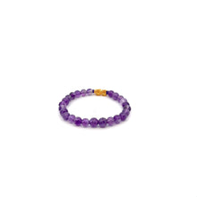 Load image into Gallery viewer, 18K Gold Pixiu Piyao Lucky Charm Bracelet Natural Amethyst Gemstones 6mm February Birthstones
