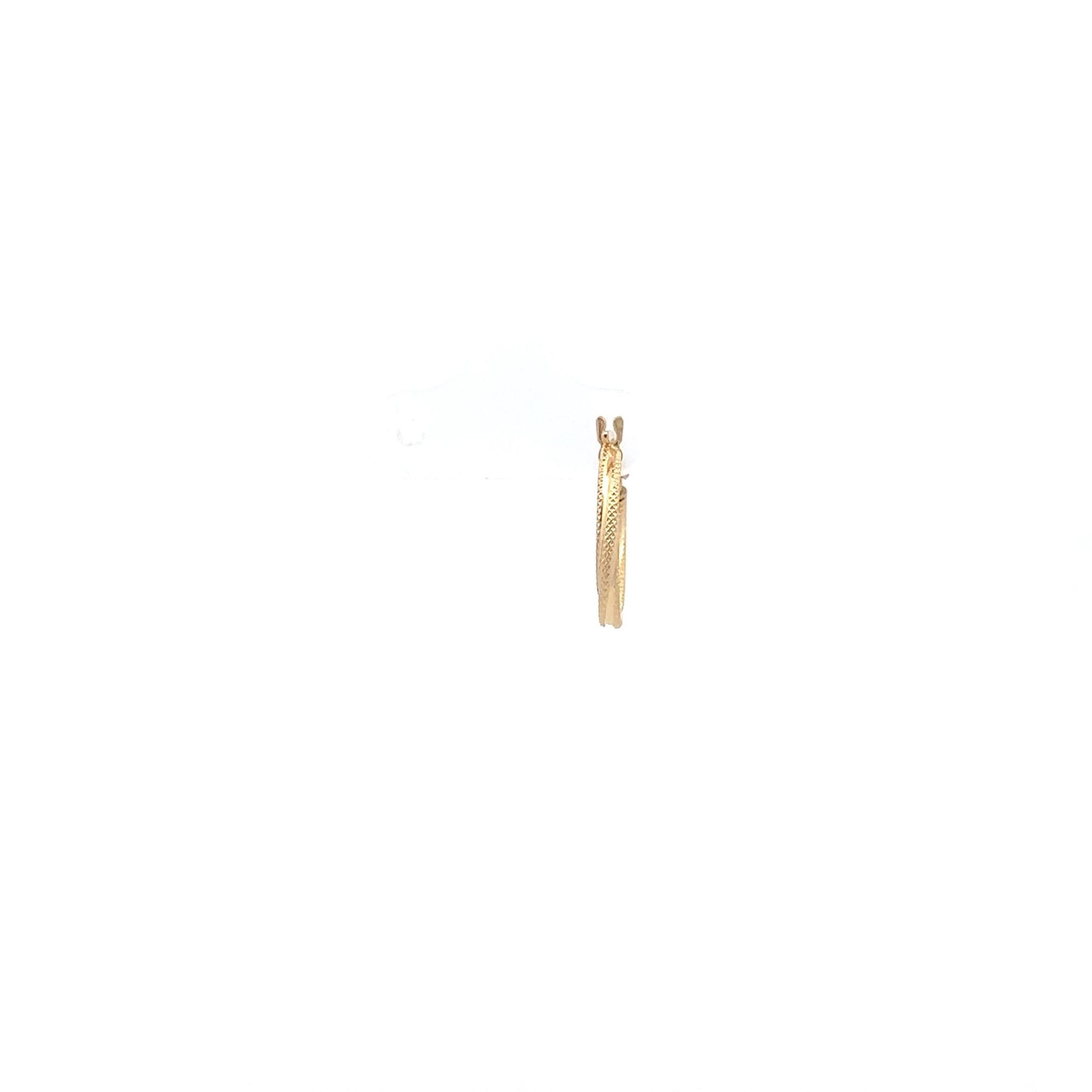 18K Gold Earring Hoop Oval Spiral textured One Piece Only - Rafant