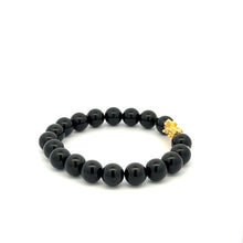 Load image into Gallery viewer, 18K Gold Dragon Pixiu Piyao Lucky Charm Bead Bracelet Gemstone Black Onyx 8mm - Rafant
