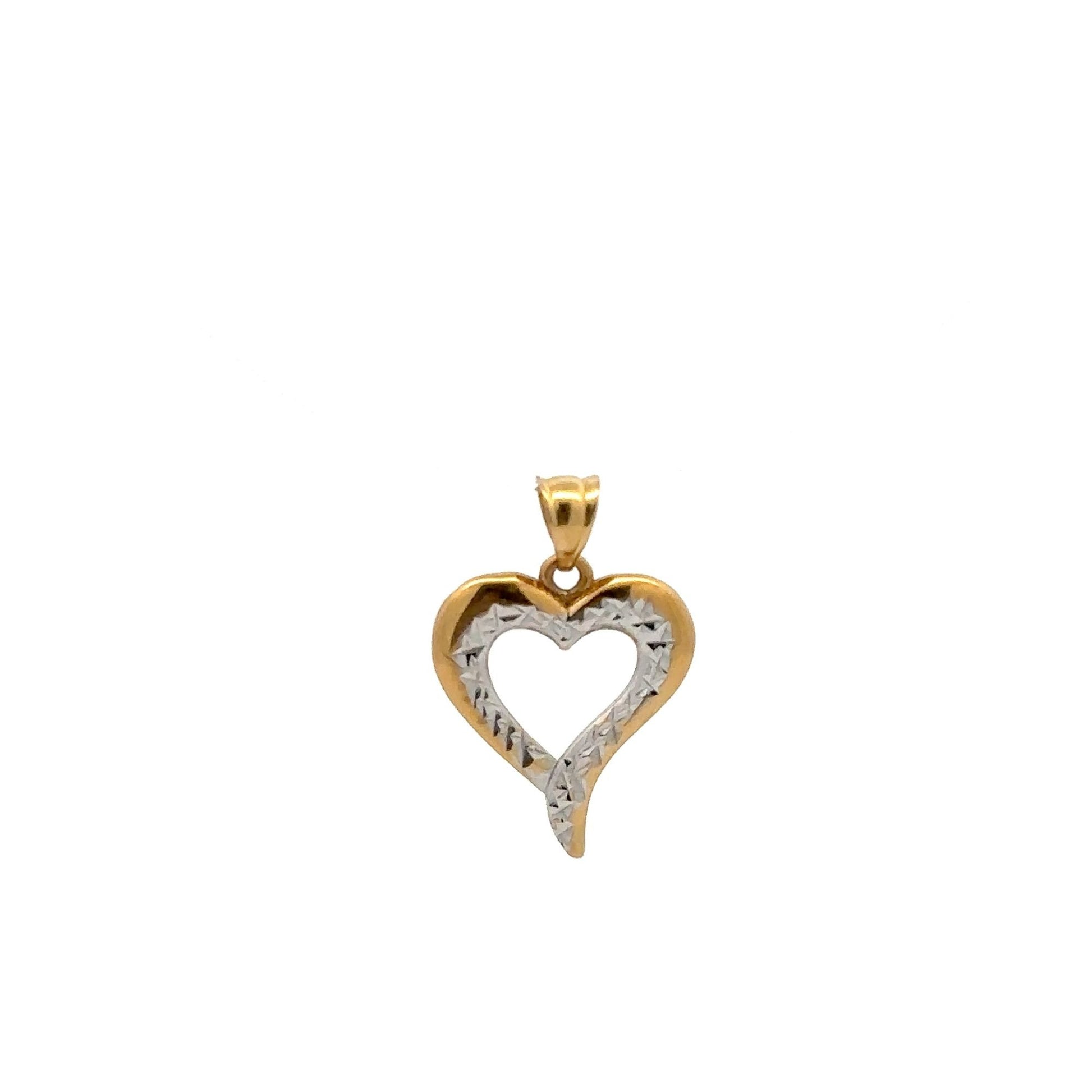 18K Gold Pendant Heart Two Tone White Yellow Gold 1.02 grams - Rafant