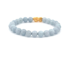 Load image into Gallery viewer, 18K Gold Dragon Pixiu Piyao Lucky Charm Bracelet Gemstones Aquamarine ALL Sizes - Rafant
