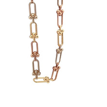 Load image into Gallery viewer, 18K Gold Bracelet U link Tricolor  7.5 inches 2.93 grams - Rafant
