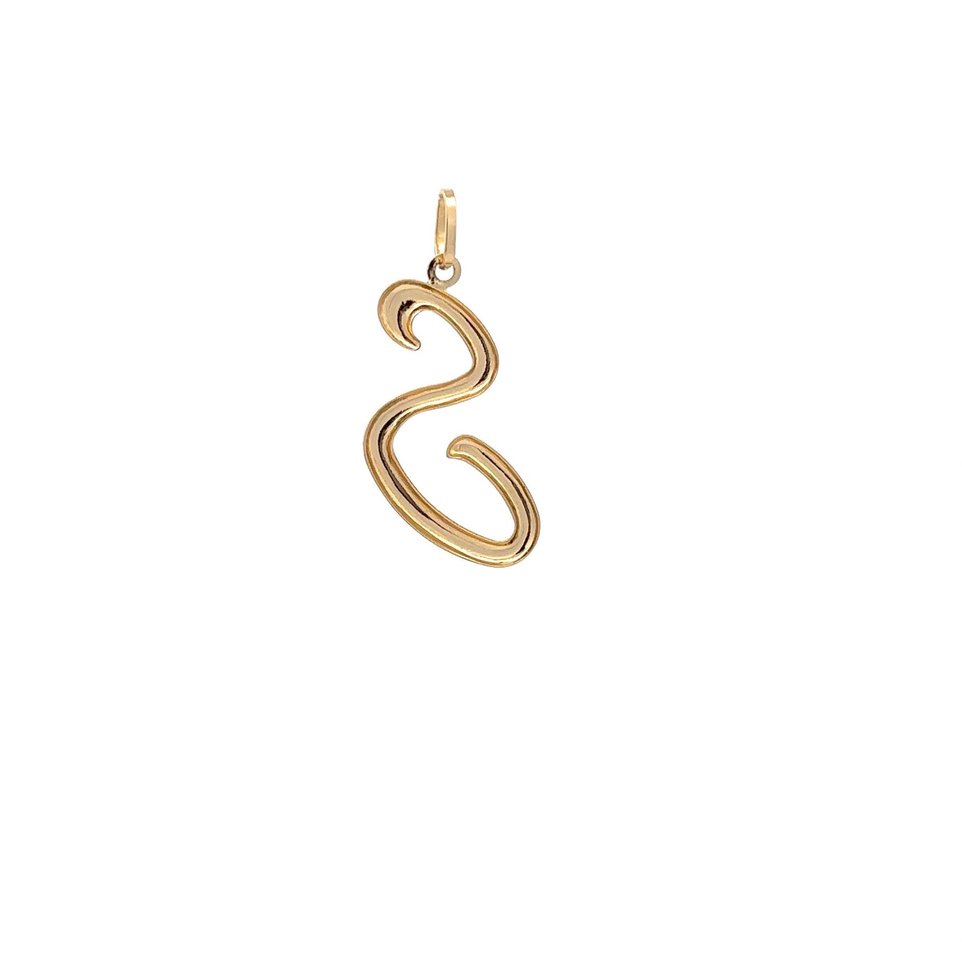 18K Gold Pendant Letter Initial S - Rafant
