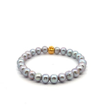 Load image into Gallery viewer, 18K Gold Money Bag Lucky Charm Gray Pearl 6-7mm x 6-7.5mm
