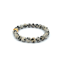 Load image into Gallery viewer, 18K Gold Money Bag Lucky Charm Bracelet Gemstones Dalmatian Jasper 6mm - Rafant
