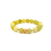Load image into Gallery viewer, 18K Gold Money Bag Lucky Charm Beads Bracelet Gemstones Lemon Jade 8mm - Rafant

