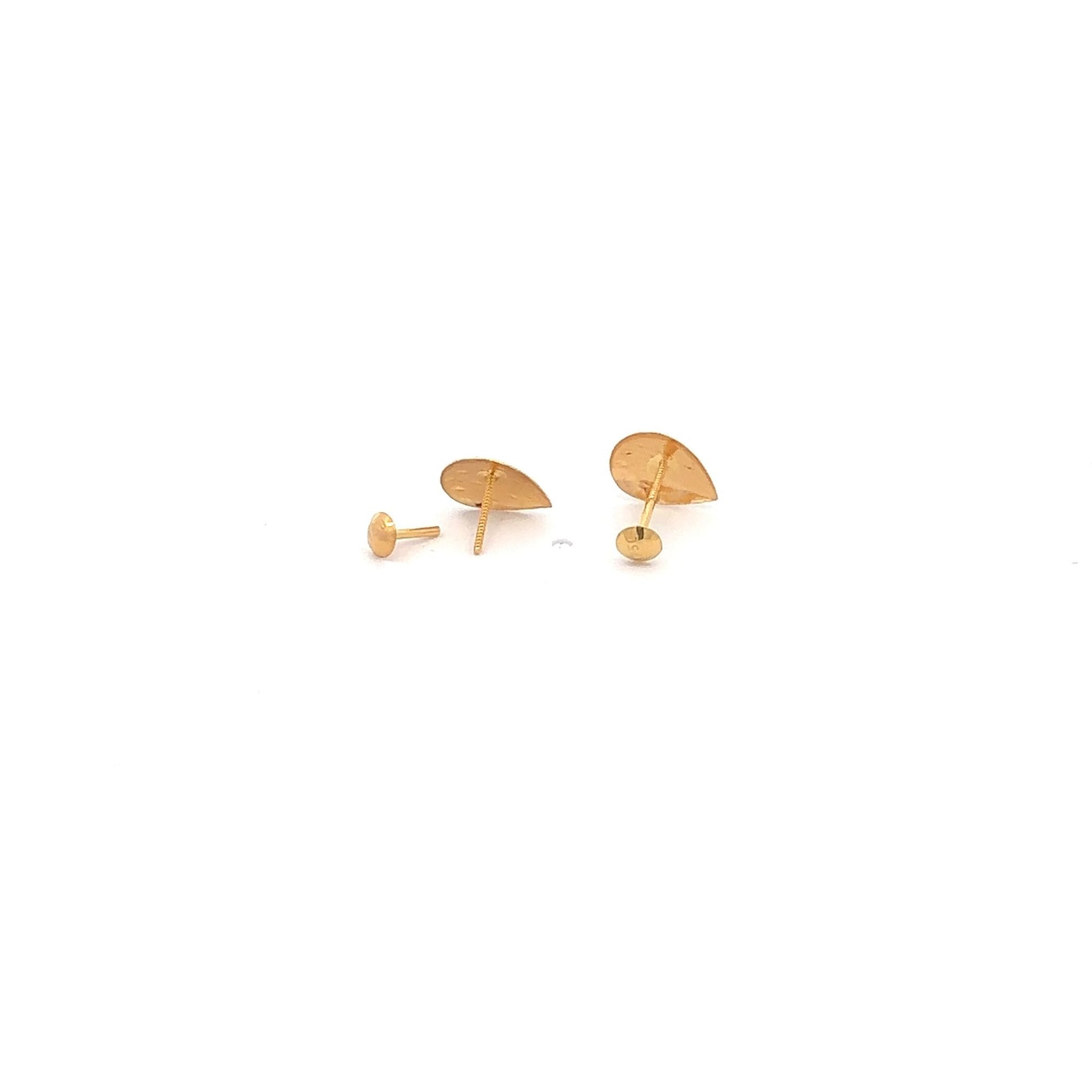 18K Gold Earrings Screw Type Tear Drop - Rafant