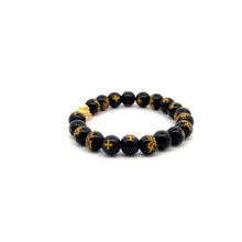 Load image into Gallery viewer, 24K Gold Piyao Pixiu Lucky Charm Bracelet Gemstones Black Agate 7.5mm - Rafant
