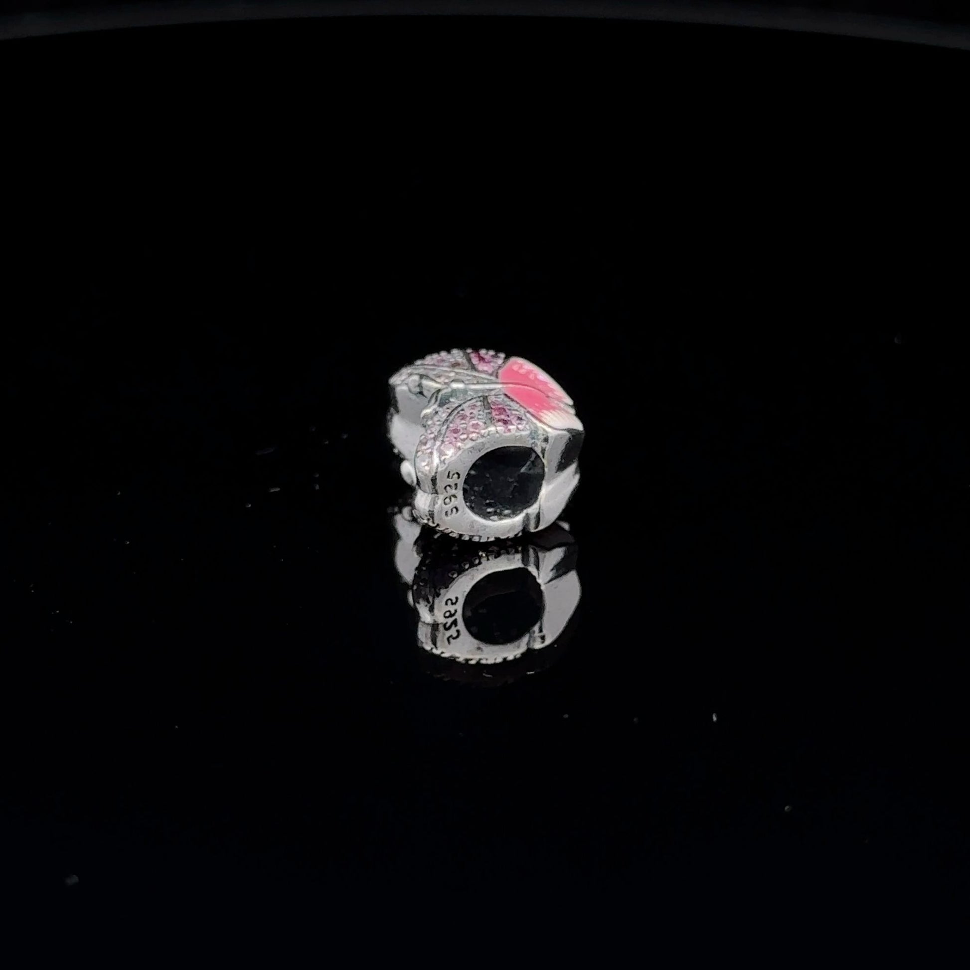 925 Sterling Silver Charm Bead Butterfly Pink For Charm Bracelet Necklace - Rafant