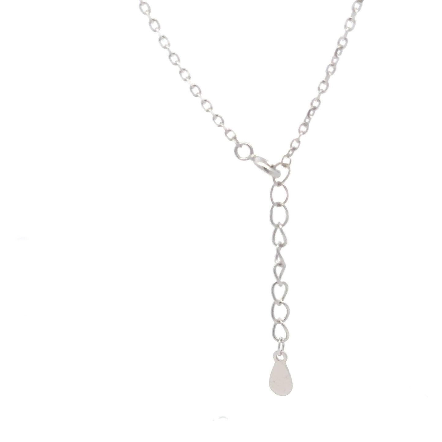 925 Sterling Silver Necklace 17 inches Chain Red Agate Clover Pendant - Rafant