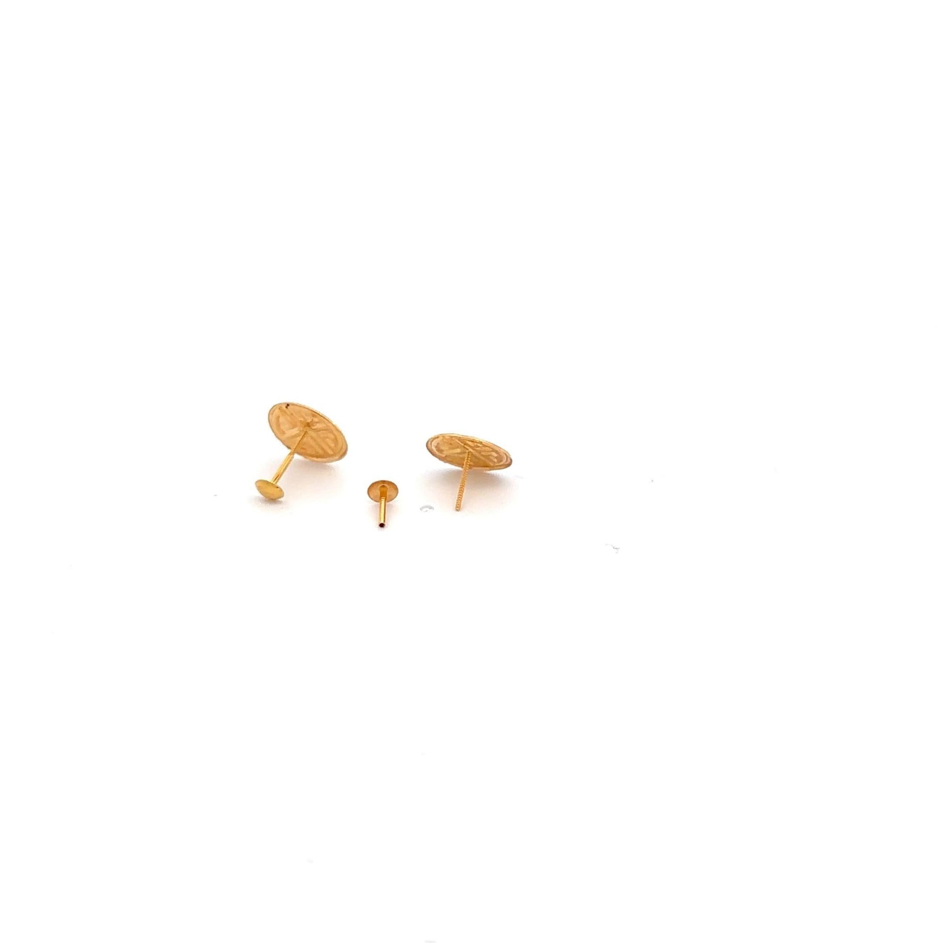 18K Gold Earrings Screw Type Round Circle - Rafant