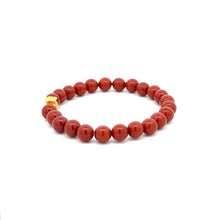 Load image into Gallery viewer, 24K Yellow Gold Money Bag Lucky Bracelet Red Jasper Gemstones 6mm - Rafant
