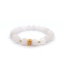 Load image into Gallery viewer, 18K Gold Money Bag Lucky Charm Beads Bracelet Gemstones White Jade 8mm - Rafant
