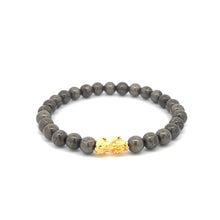 Load image into Gallery viewer, 18K Gold Pixiu Piyao Bracelet Elastic Natural Gemstones Pyrite 6mm - Rafant
