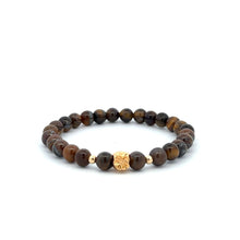 Load image into Gallery viewer, 18K Gold Money Bag Lucky Charm Beads Bracelet Gemstones Tiger&#39;s Eye 6mm - Rafant
