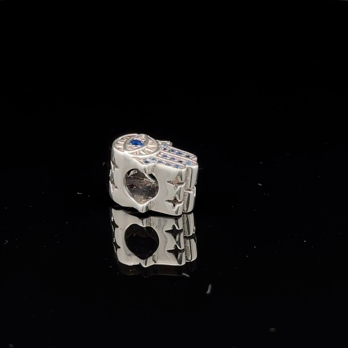 925 Sterling Silver Charm Bead  Hand of Fatima Hamsa For Charm Bracelet Necklace - Rafant
