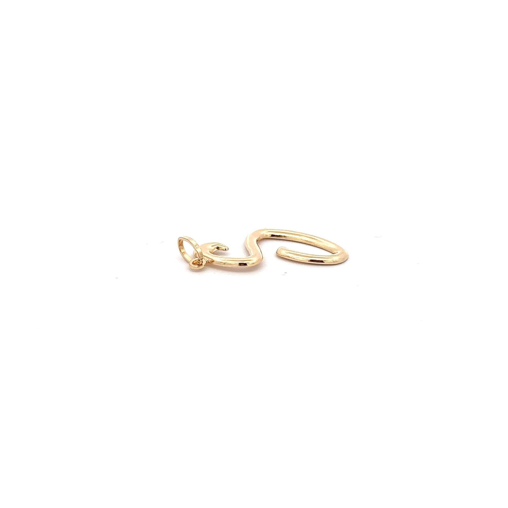 18K Gold Pendant Letter Initial S - Rafant