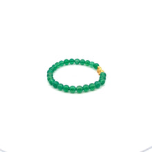 Load image into Gallery viewer, 18K Gold Pixiu Piyao Lucky Charm Bracelet Natural Green Agate Gemstones 6mm
