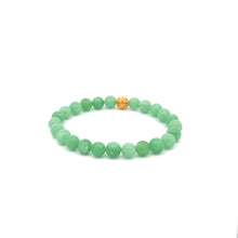 Load image into Gallery viewer, 18K Gold Money Ball Lucky Bracelet Gemstones Natural Green Jade 6mm - Rafant
